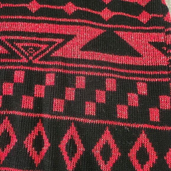 Ellen D Kollection Vintage Geometric Pattern Knit Sweater Red & Black Size Small - Picture 2 of 9